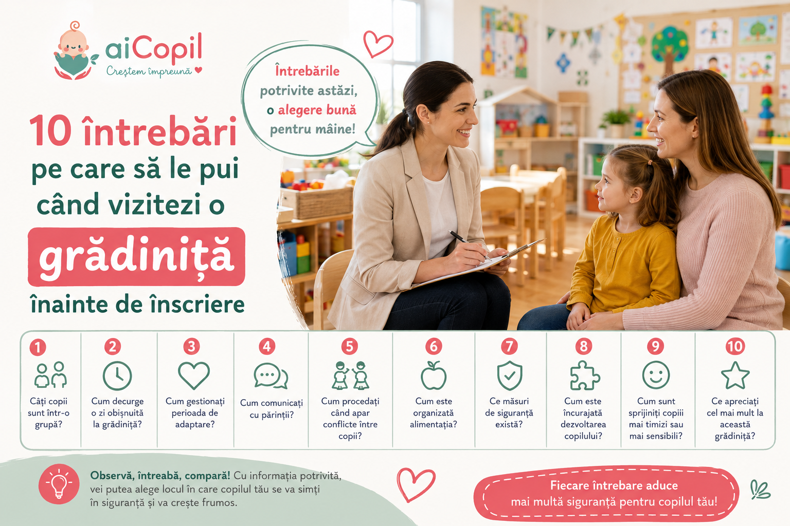 Înscrierea la grădiniță: 10 întrebări pe care să le pui la vizită
