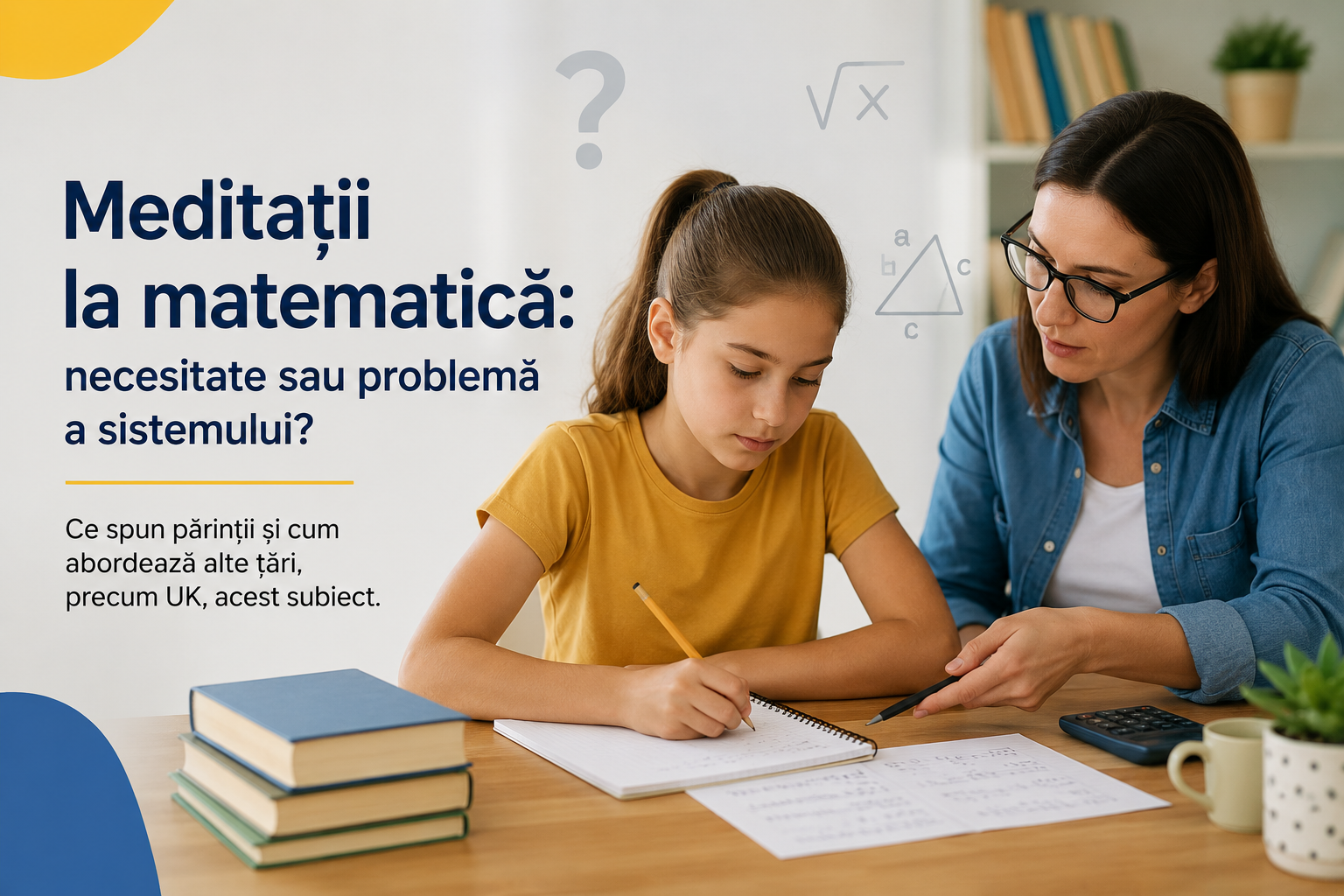 Elevă la o lecție de matematică alături de profesoară – meditații la matematică