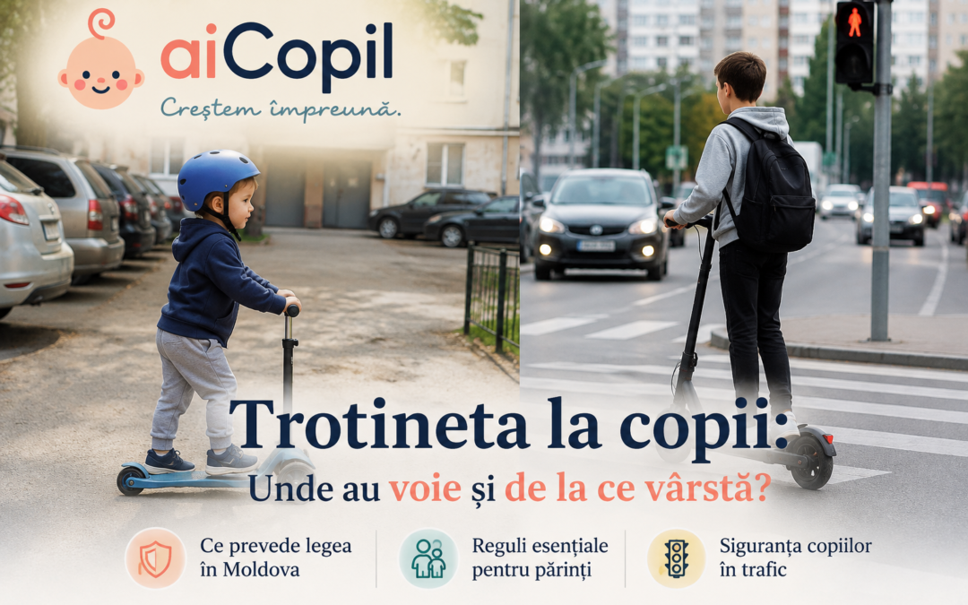 Copiii pe trotinetă în Moldova: unde au voie să circule și ce reguli trebuie să știe părinții
